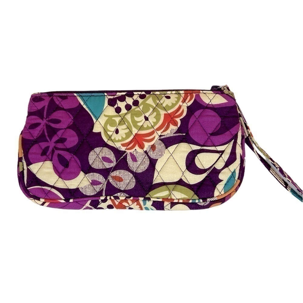 Vera Bradley Wristlet Plum Crazy Zip Top Purple/Cream/Teal(Retired) NWOT
